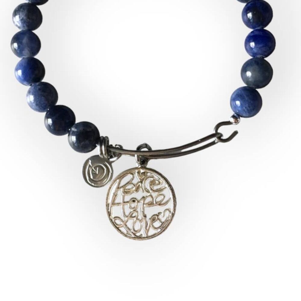 Sodalite natural stone peace love hope bracelet